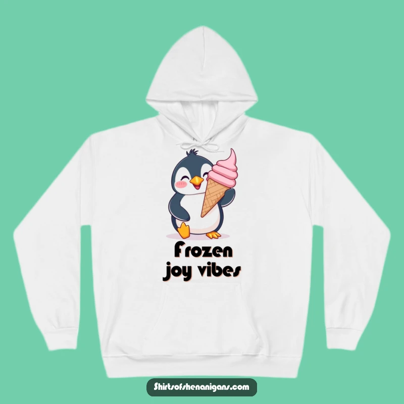 Funny Giddy Penguin Hoodie - Cozy & Cheerful Ice Cream Lover Gift