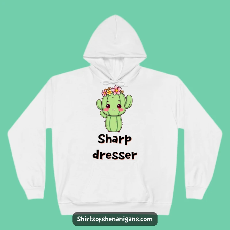 Funny Cactus Hoodie: Awkward Flower Crown Pose - Cozy Character Gift