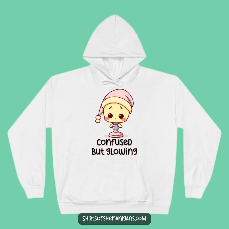 Funny Confused Lamp Cozy Hoodie: Sleepy Light Bulb, Hilarious Gift for Relaxation