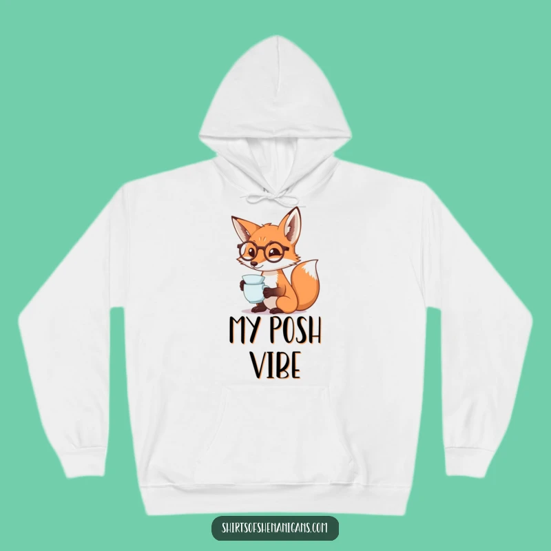 Funny Fox Monocle Hoodie: Dramatic Tea Sipping Warm Gift