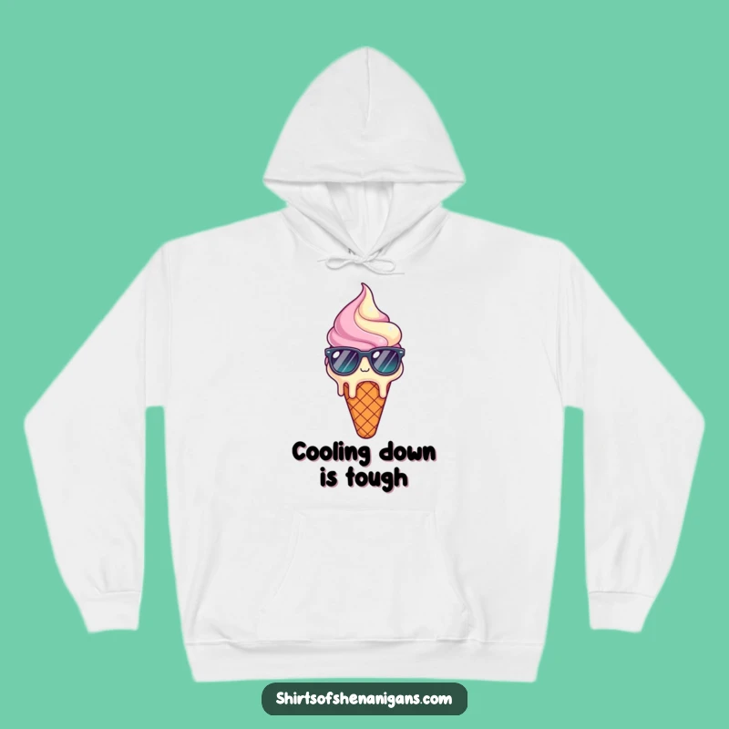 Funny Melting Ice Cream Hoodie: Warm and witty, sunglasses cone, the perfect funny gift for cozy vibes.