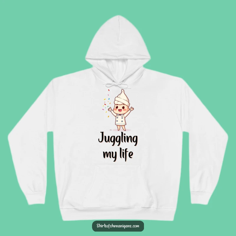 Cozy Funny Ice Cream Chef Hoodie - Juggling Sprinkles Sweatshirt Gift