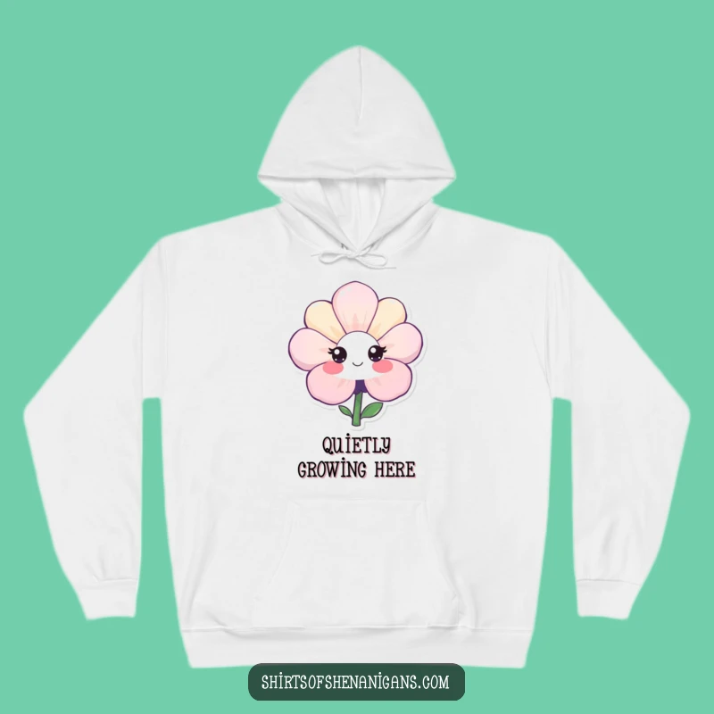 Cozy Funny Shy Flower Smile Hoodie: Warm Comfort and Gentle Humor