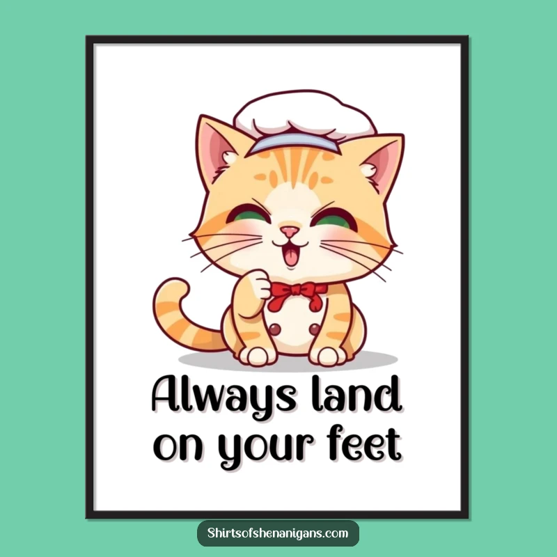 Free Printable Wall Art: Playful Cat Chef Whimsical Decor Downloadable Funny Gift