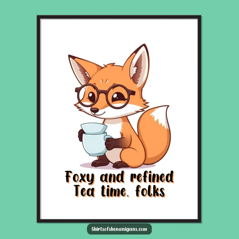 Dapper Fox Monocle Free Printable Wall Art - Dramatic Tea Sip Downloadable Decor