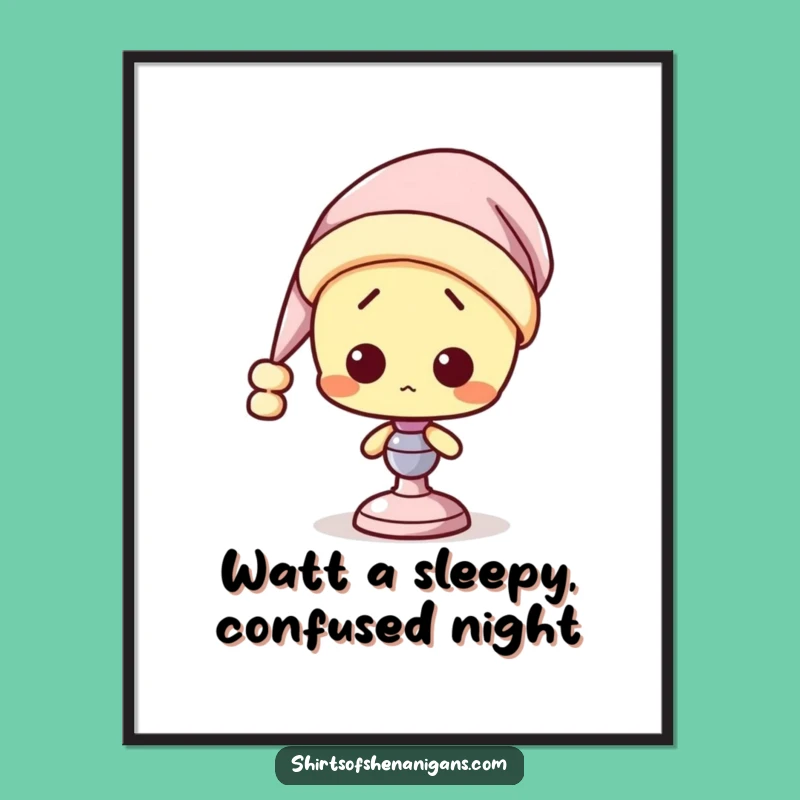 Free Printable Wall Art: Confused Lamp Nightcap for Funny Decor Downloadable