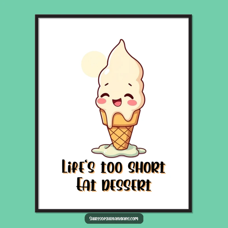 Free Printable Wall Art: Giggling Melting Ice Cream Cone Quirky Decor Downloadable