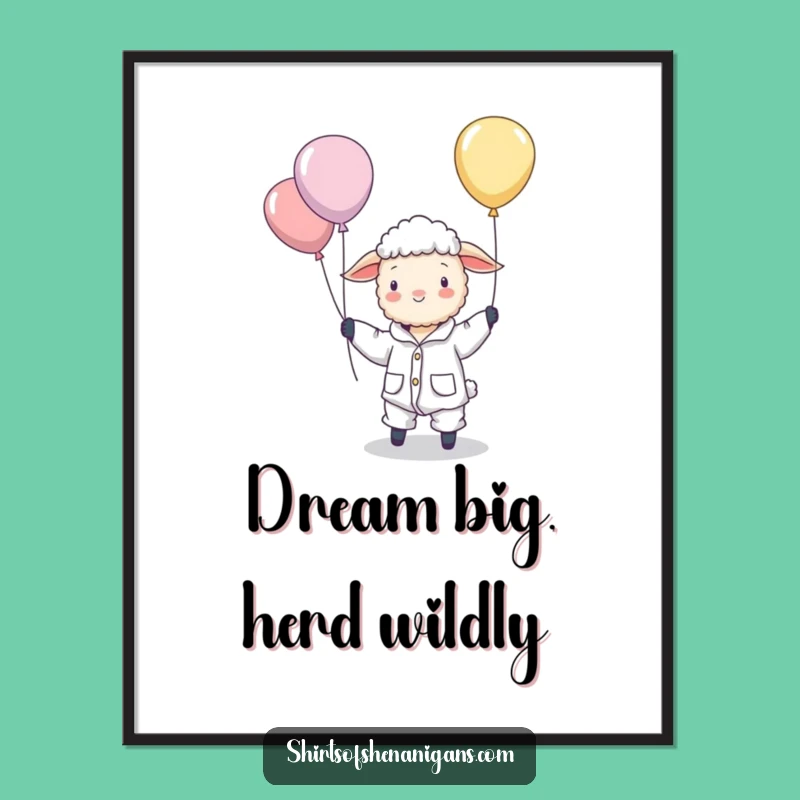 Free Printable Wall Art: Pajama Sheep Balloons - Funny Downloadable Decor