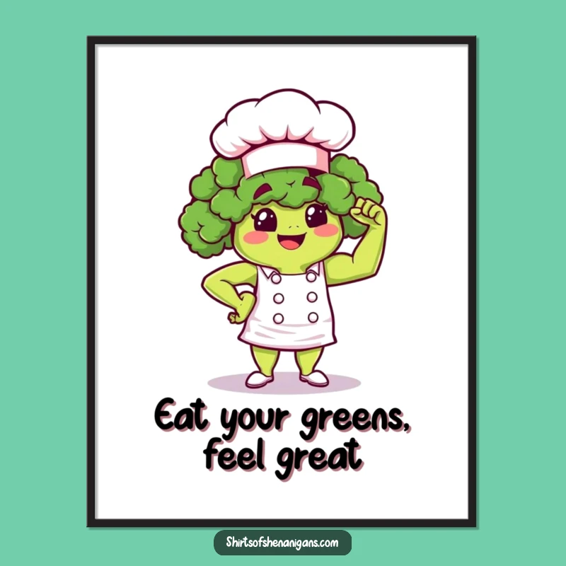 Free Printable Wall Art: Proud Broccoli Chef Fitness Decor Downloadable Funny Gift