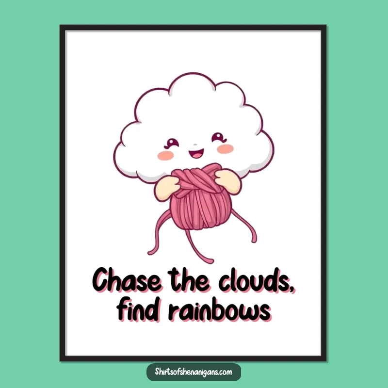 Funny Free Printable Cloud Wall Art: Knitting Rainbow, Cheerful Decor, Downloadable Art