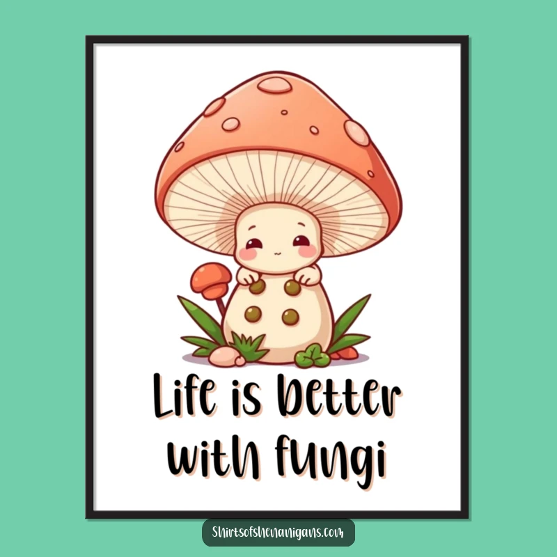 Free Printable Wall Art: Shy Mushroom Chef Whimsical Decor Downloadable Funny Gift