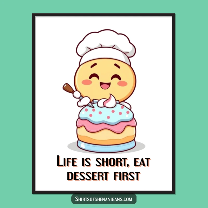 Free Printable Wall Art: Giggling Donut Chef Bakery Decor Downloadable Funny Gift