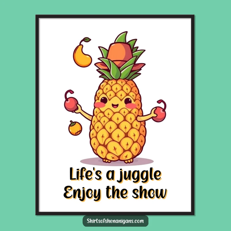 Free Printable Juggling Pineapple Art - Funny Downloadable Decor for a Laughing Space