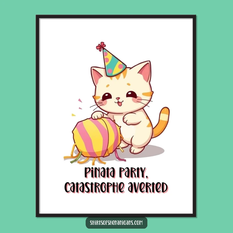 Funny Free Printable Wall Art: Cat Piñata Party Mischief