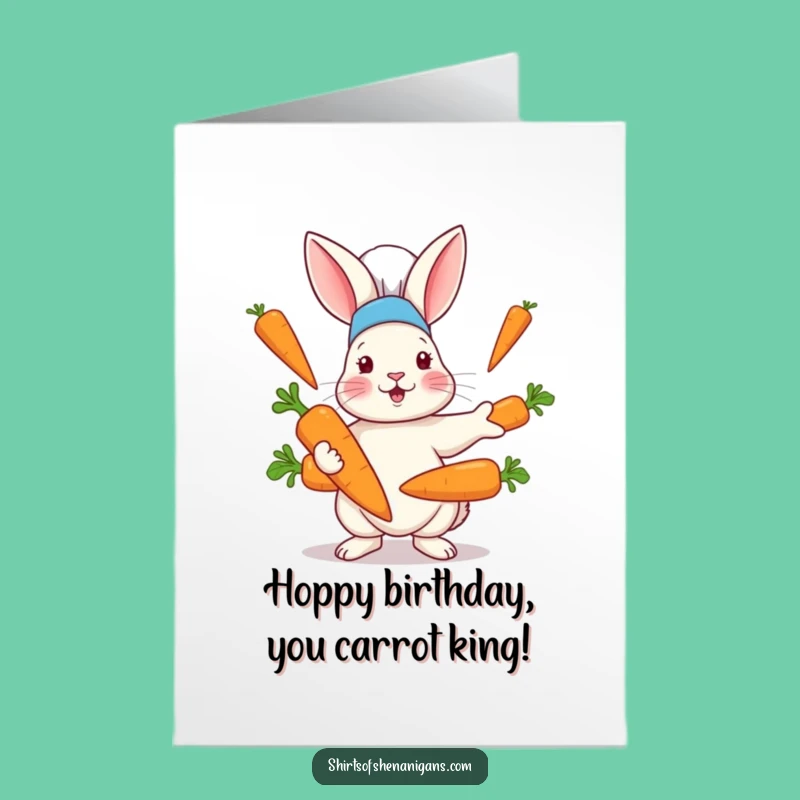Free Printable Funny Birthday Card: Chef Rabbit Carrots - DIY Downloadable Gift