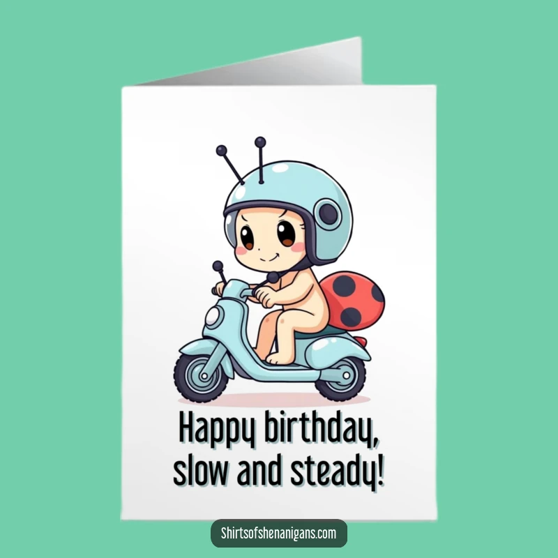 Free Printable Birthday Card: Snail Racer Helmet Funny Downloadable Gift
