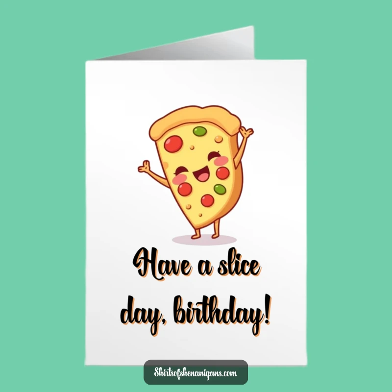 Free Printable Birthday Card: Pizza Cartwheel for Fun Downloadable Gift