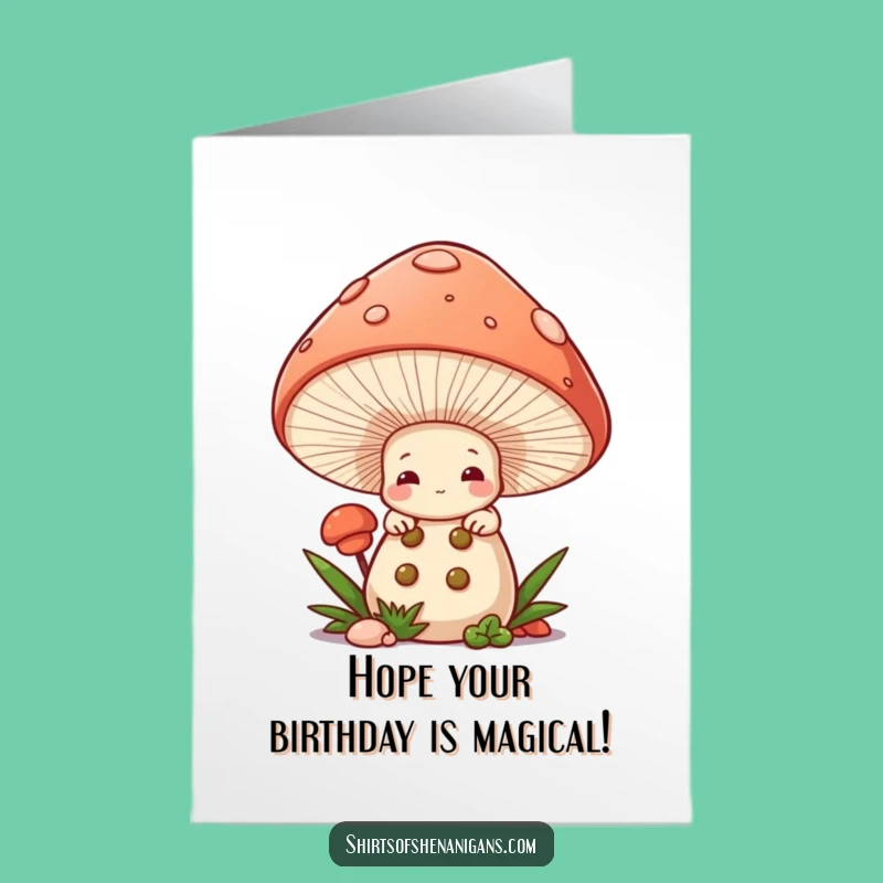 Free Printable Birthday Card: Shy Mushroom Chef Peekaboo Fun Downloadable Gift