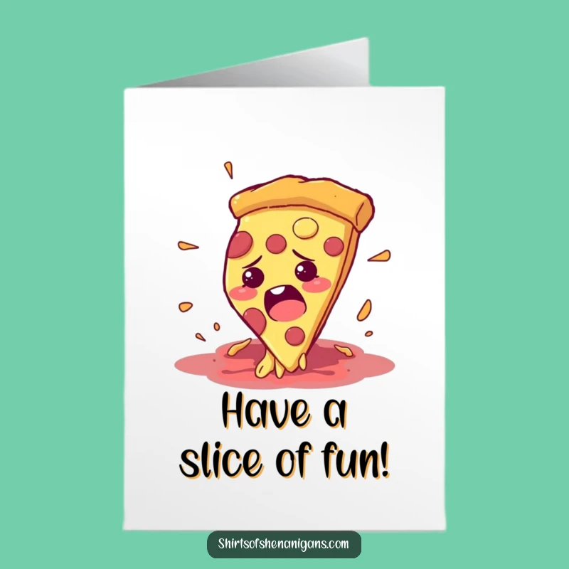 Pizza Escape Birthday Card Free Printable: Funny Food Chase Downloadable Gift