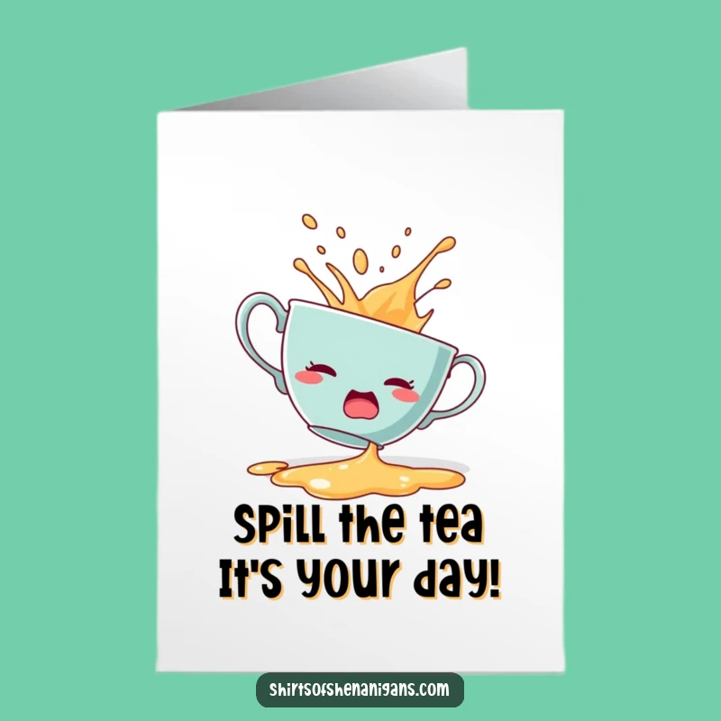 Free Printable Startled Teacup Birthday Card - Funny Dramatic Downloadable Gift