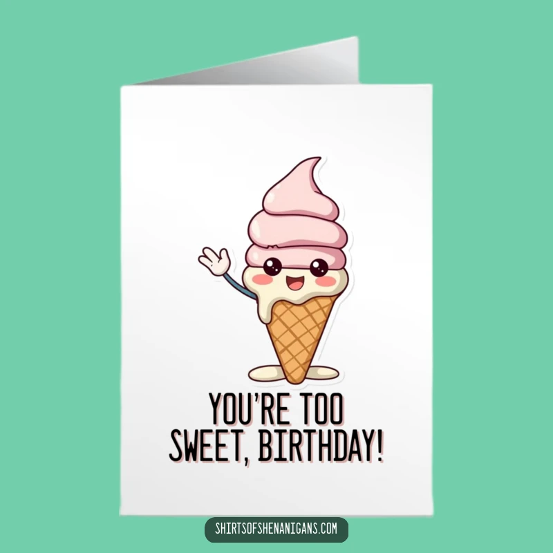 Free Printable Birthday Card: Melting Ice Cream Cone Funny Downloadable Gift