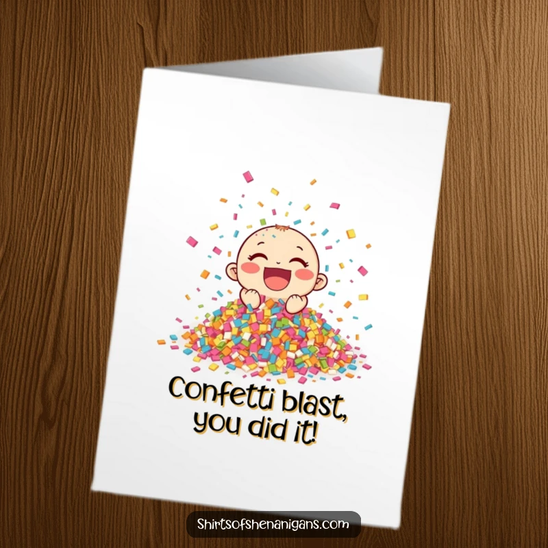 Funny Free Printable Congratulations Card: A giggling pile of confetti cheering wildly, energetic and fun. DIY art.