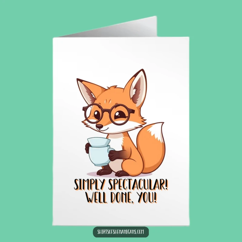 Elegant Fox Monocle Free Printable Congrats Card - Dramatic Sip Downloadable