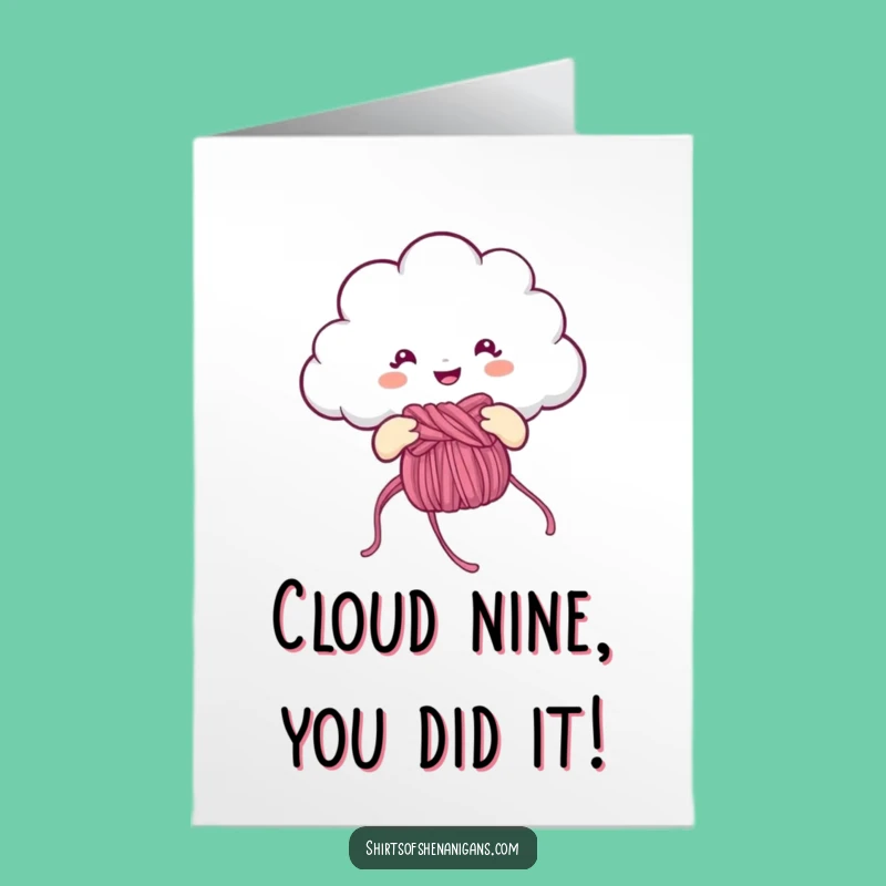 Free Printable Cloud Congrats Card: Knitting Rainbow, Cheerful, Funny Downloadable