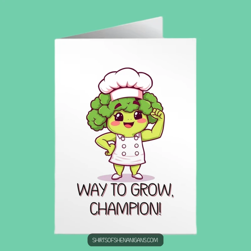 Free Printable Congrats Card: Broccoli Chef Strong Achievement Downloadable Gift