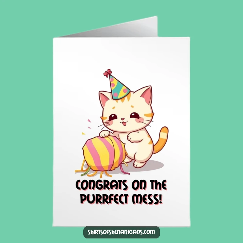 Free Printable Congrats Card: Cat Piñata Party Mayhem