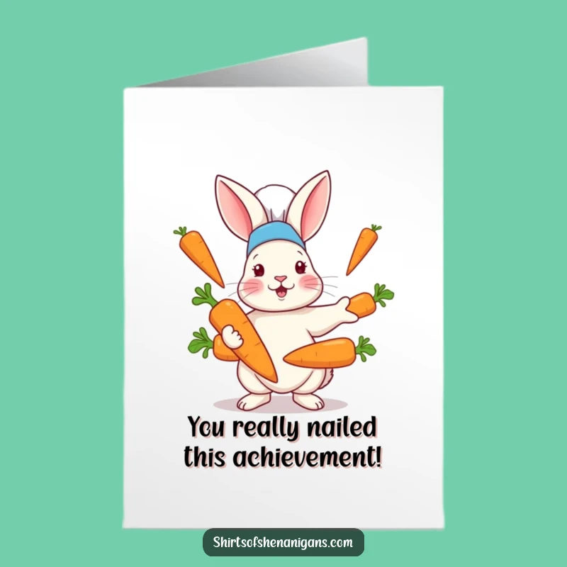 Free Printable Congrats Card: Chef Rabbit Carrots - Funny Downloadable Gift