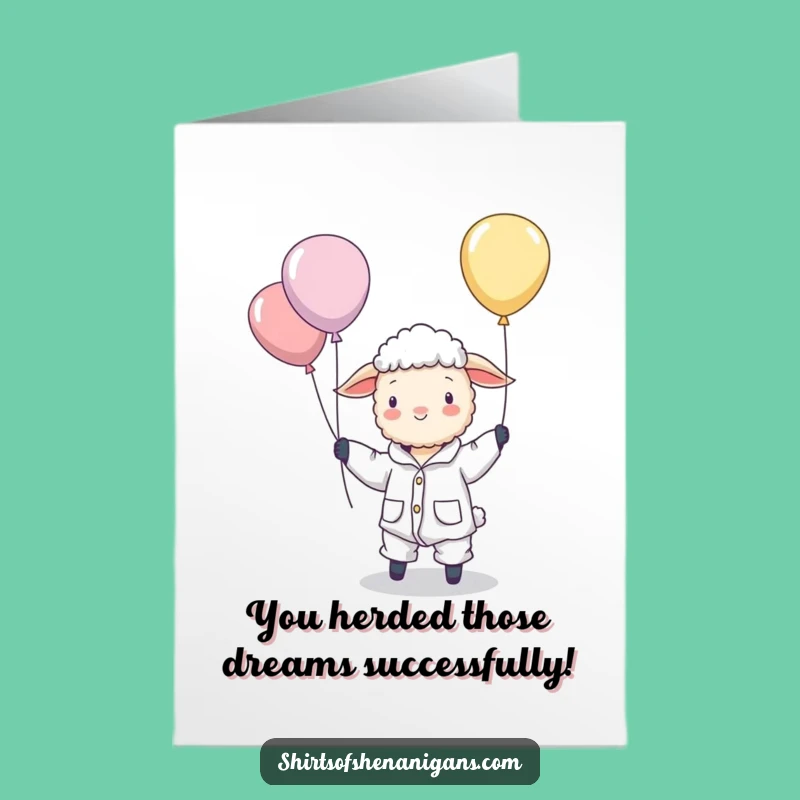 Free Printable Congrats Card: Pajama Sheep Balloons - Funny Downloadable Gift