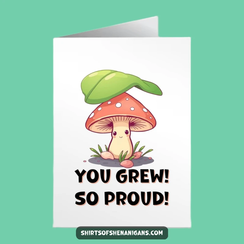 Free Printable Congrats Card: Shy Mushroom's Awkward Congratulations Downloadable Gift