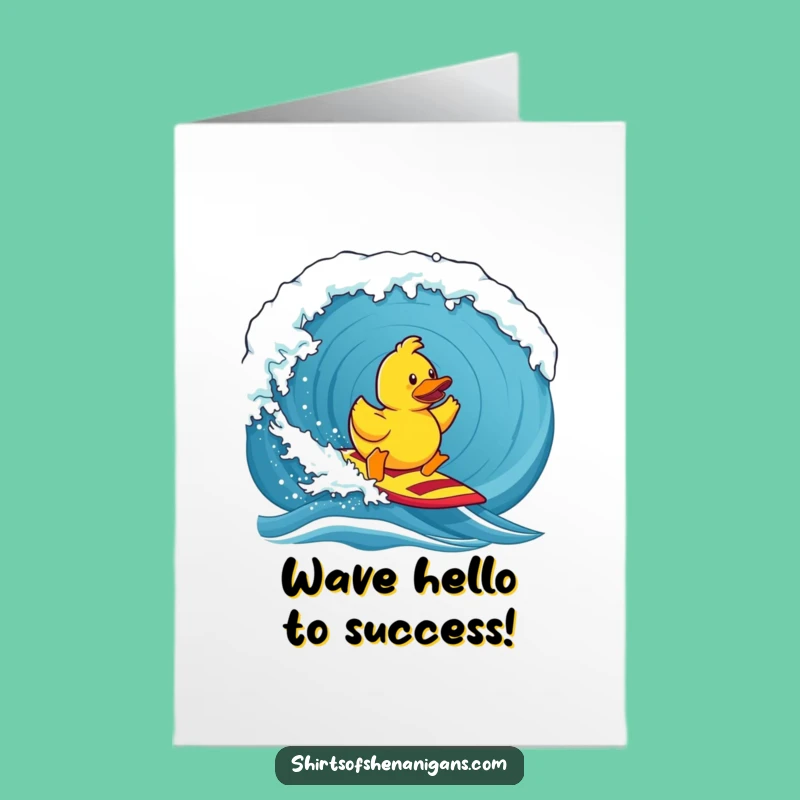 Free Printable Congrats Card: Rubber Duck Surfing Wave - Epic Downloadable Achievement Gift