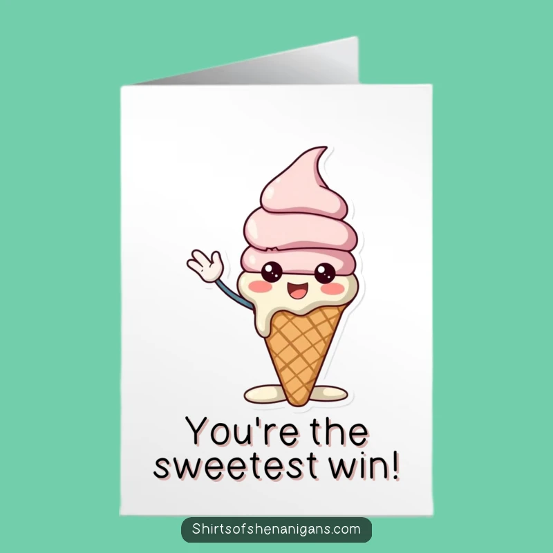 Free Printable Congrats Card: Melting Ice Cream Cone Funny Downloadable Gift