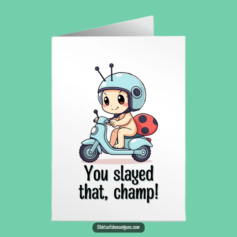 Free Printable Congrats Card: Snail Racer Helmet Funny Downloadable Gift