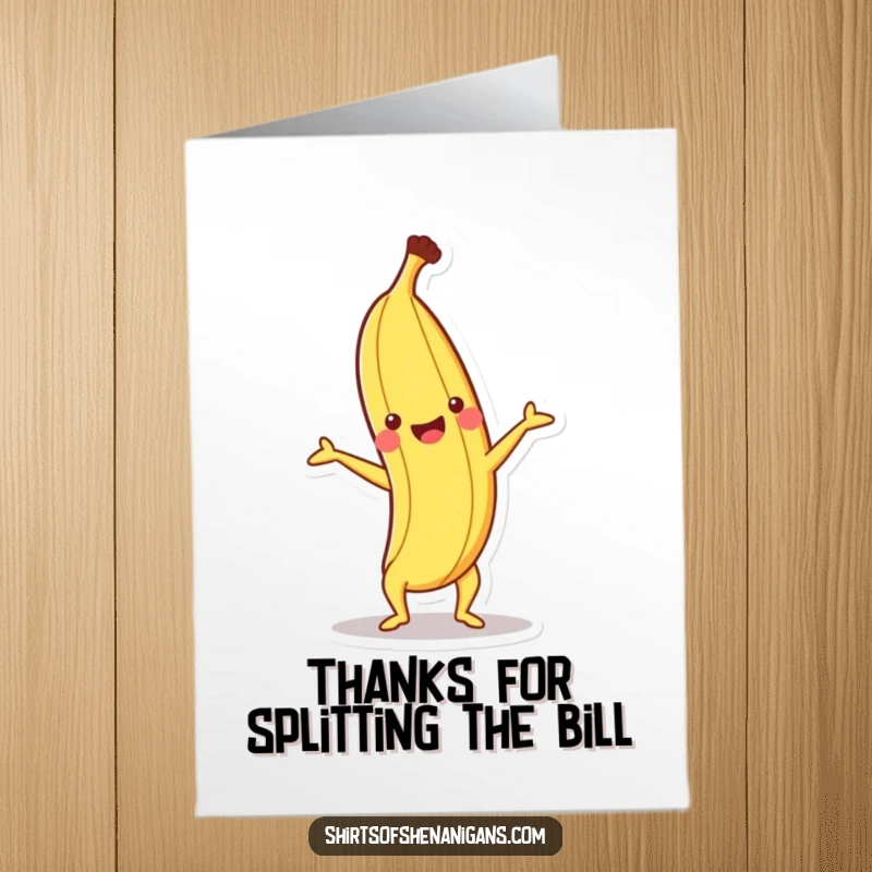 Funny Free Printable Thank You Card: Happy banana doing a handstand, expressing thanks with playful energy.