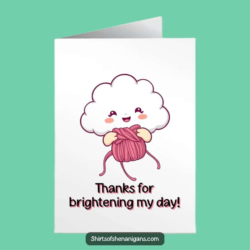 Free Printable Cloud Thank You Card: Knitting Rainbow, Cheerful, Funny Gift