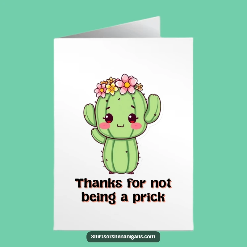 Free Printable Thank You Card: Awkward Cactus Flower Crown Funny Downloadable Gift