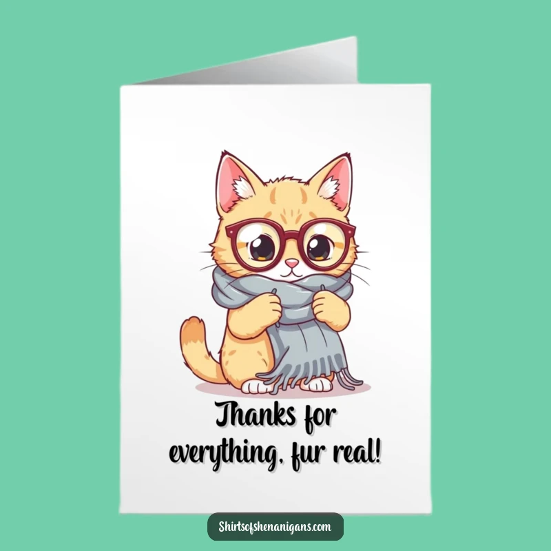 Free Printable Thank You Card: Cat's Giant Scarf of Gratitude