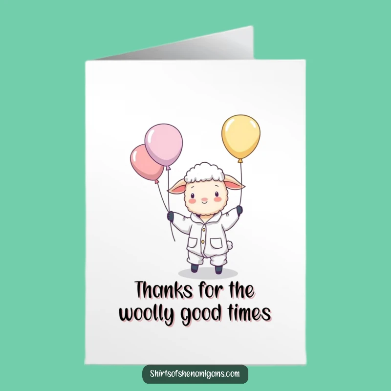 Free Printable Thank You Card: Pajama Sheep Balloons - Humorous Downloadable Gift