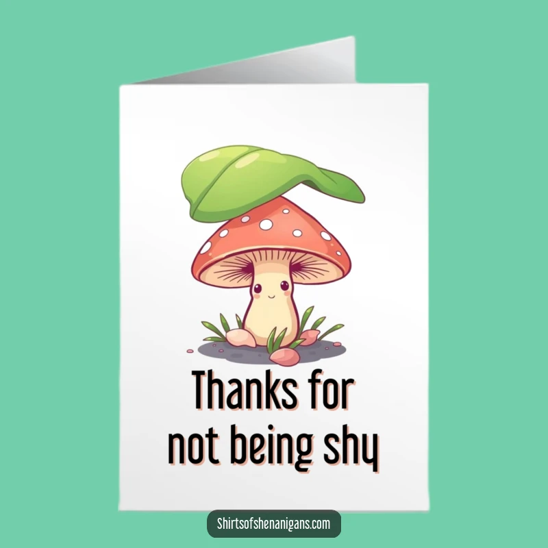 Free Printable Thank You Card: Shy Mushroom's Modest Thanks Downloadable Gift