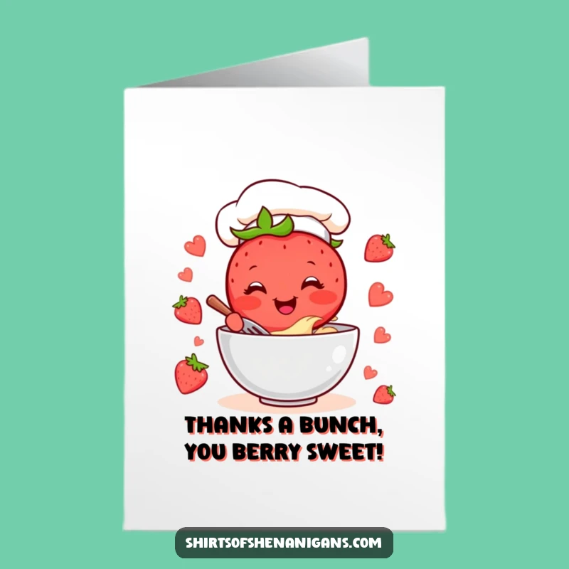 Free Printable Thank You Card: Sweet Strawberry Chef Gratitude Downloadable Gift