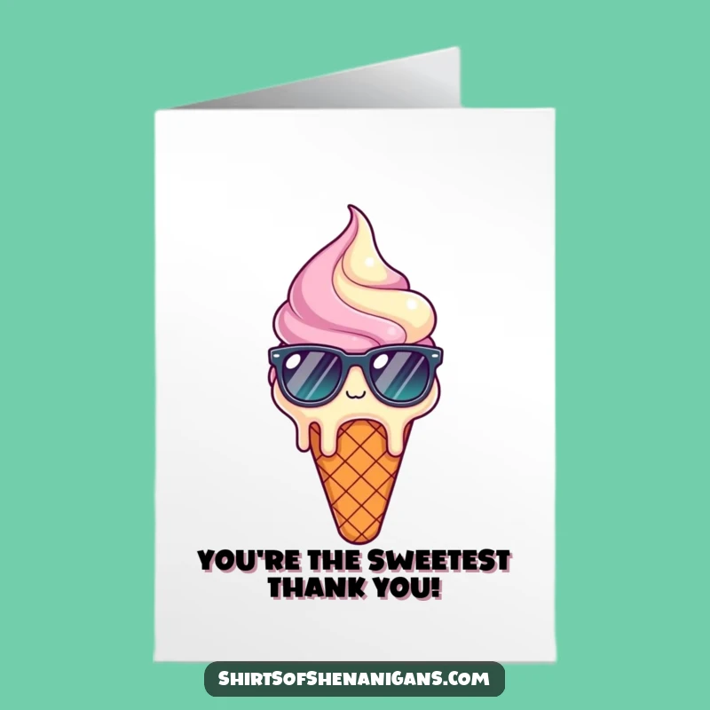 Free Printable Thank You Ice Cream Card - Funny Cool Downloadable for Sweet Gratitude