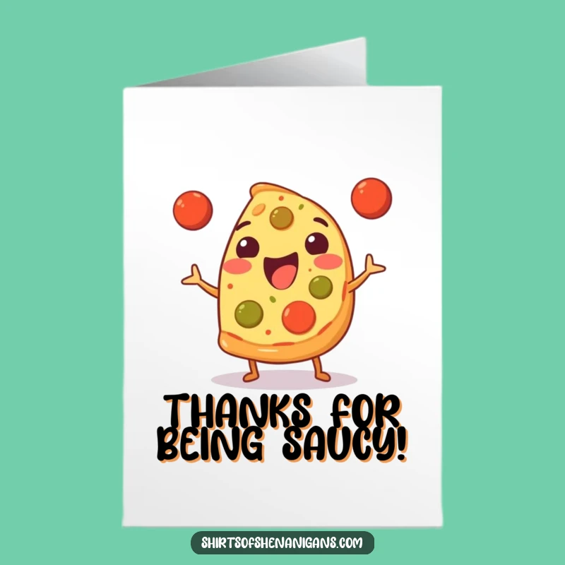 Free Printable Pizza Thank You Card: Juggling Pizza, Meatballs, Funny Gift
