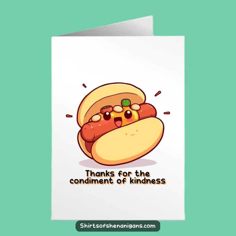 Free Printable Thank You Card: Surprised Hot Dog Bun Expressing Gratitude Downloadable