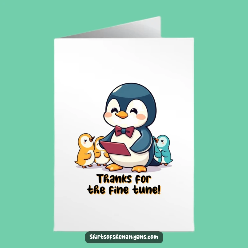 Free Printable Thank You Card: Penguin Conductor, Bowtie, Funny Downloadable Gift