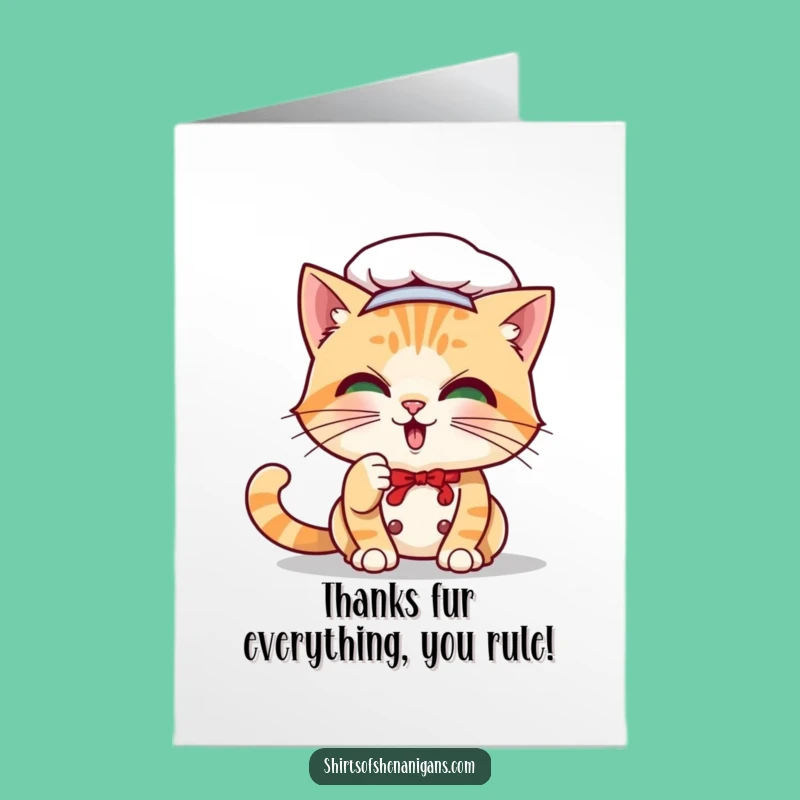 Free Printable Thank You Card: Cat Chef Whimsical Gratitude Downloadable Gift