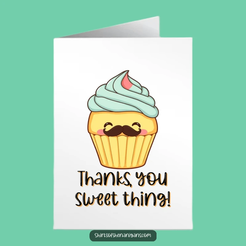 Free Printable Thank You Card: Giggling Cupcake - Cheerful Gratitude Downloadable