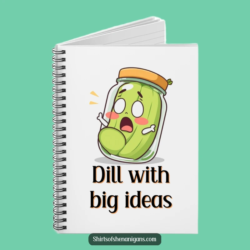 Funny Shocked Pickle Rolling Out Of Jar Notebook - Surprise Journal Gift